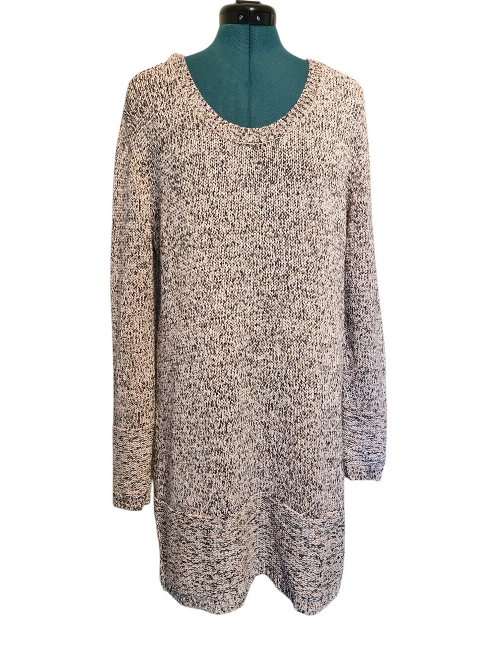 Isabella Bird Women's Large Knit Sweater Shirt Tunic Oversized Long Beige Fall